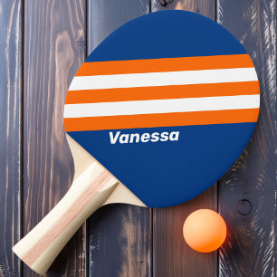 Vintage Big City Stripes with Name Ping Pong Paddle