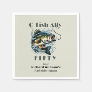 Vintage Big Fish The Bait OFishAlly 50th Birthday Napkin