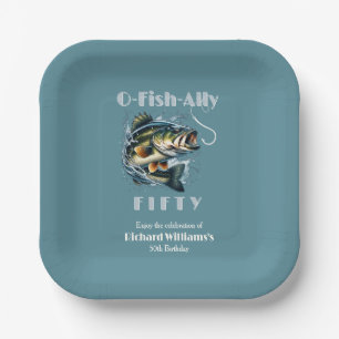 Vintage Big Fish The Bait OFishAlly 50th Birthday Paper Plate