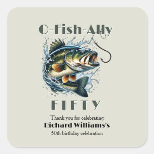 Vintage Big Fish The Bait OFishAlly 50th Birthday Square Sticker