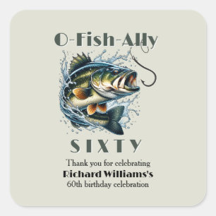 Vintage Big Fish The Bait OFishAlly 60th Birthday Square Sticker