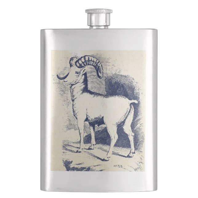 VINTAGE BIG HORN SHEEP HIP FLASK (Front)