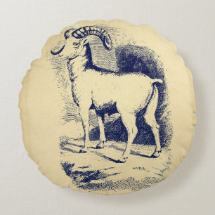 VINTAGE BIG HORN SHEEP ROUND CUSHION