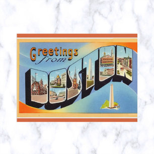 Vintage Big Letter Boston Massachusetts Postcard