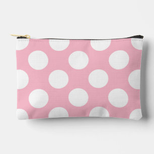 Vintage Big Polka Dots White Pastel Pink Pattern Accessory Pouch
