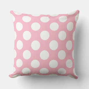 Vintage Big Polka Dots White Pastel Pink Pattern Cushion