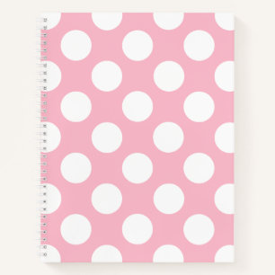 Vintage Big Polka Dots White Pastel Pink Pattern Notebook