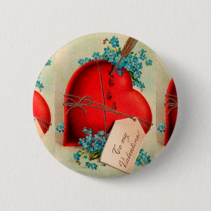 Vintage Big Red Bleeding Heart Valentine Postcard 6 Cm Round Badge