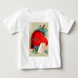 Vintage Big Red Bleeding Heart Valentine Postcard Baby T-Shirt
