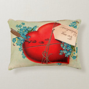 Vintage Big Red Bleeding Heart Valentine Postcard Decorative Cushion