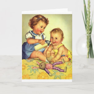 Vintage Big Sister Baby Sister Note Card