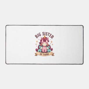 Vintage Big Sister of Twins Unicorn Sisterhood Cut Desk Mat