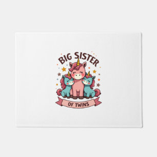 Vintage Big Sister of Twins Unicorn Sisterhood Cut Doormat