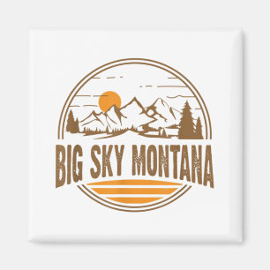 Vintage Big Sky, Montana Mountain Hiking Souvenir Magnet