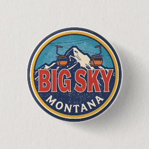 Vintage BIG SKY Montana Ski resort Bozeman mountai 3 Cm Round Badge
