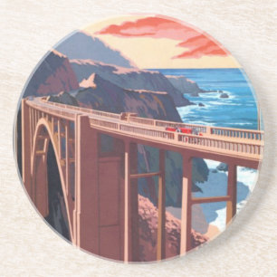 Vintage Big Sur Bixby Bridge USA Tourism Coaster