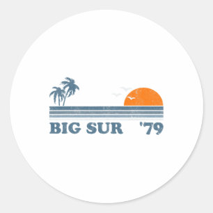 Vintage Big Sur California Retro Sun Beach Surfing Classic Round Sticker