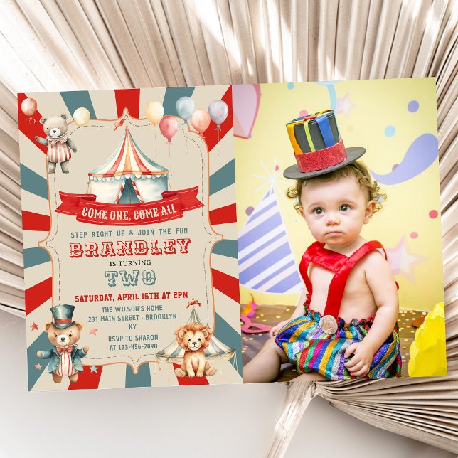 Vintage Big Top Circus Carnival Birthday Photo Invitation (Creator Uploaded)