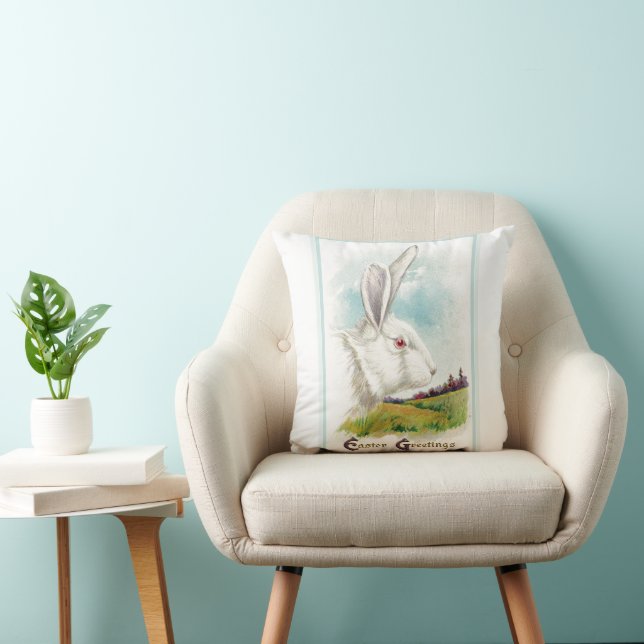 Vintage Big White Easter Rabbit Cushion (Chair)
