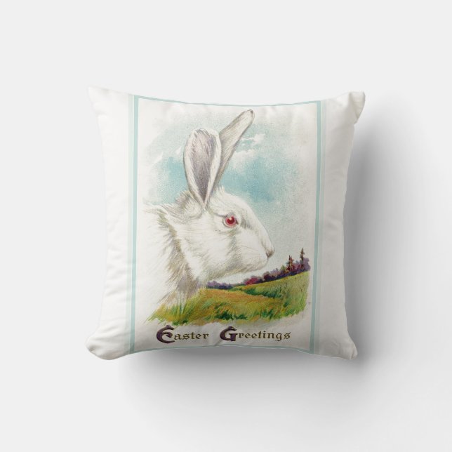 Vintage Big White Easter Rabbit Cushion (Front)