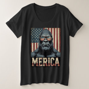 Vintage Bigfoot Merica 4th of july patriotic Plus Size T-Shirt