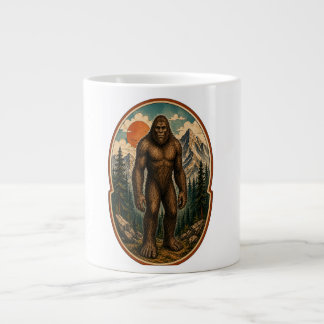 Vintage Bigfoot Mountain Guardian Watercolor Crypt Large Coffee Mug