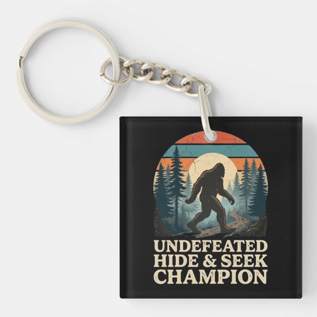 Vintage Bigfoot Mountain Hiking day  Key Ring (Front)