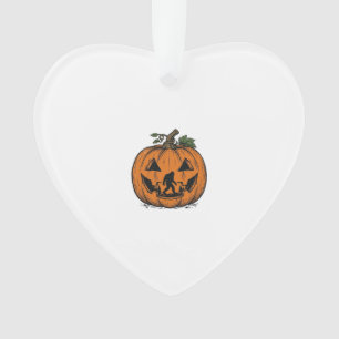 Vintage Bigfoot Pumpkin Halloween Vector Design_1 Ornament