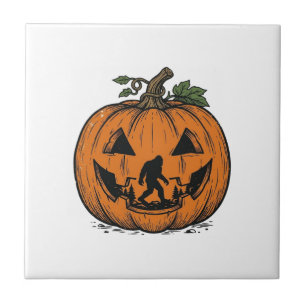Vintage Bigfoot Pumpkin Halloween Vector Design_1 Tile