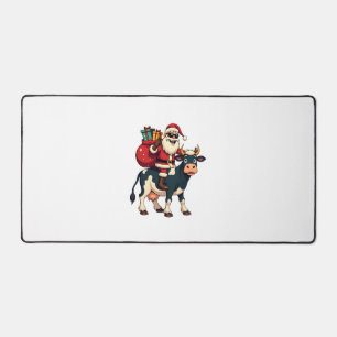 Vintage Bigfoot Santa Riding Cow Christmas Funny F Desk Mat
