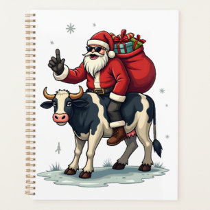 Vintage Bigfoot Santa Riding Cow Christmas Funny F Planner