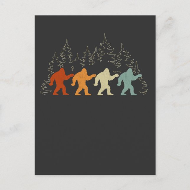 Vintage Bigfoot walking Forest Yeti Postcard (Front)