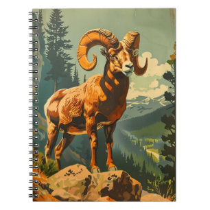 Vintage Bighorn Sheep Illustration Notebook
