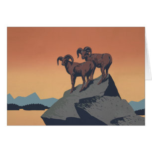 Vintage Bighorn Sheep Wildlife Poster