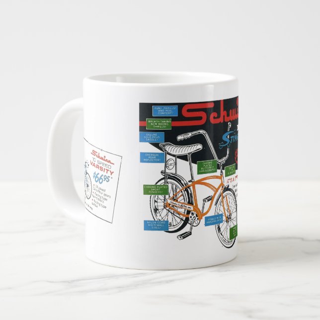 Vintage Bike Ad Large Coffee Mug (Front Left)