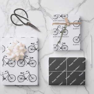 Vintage Bike Bicycle Black White Personalize  Wrapping Paper Sheet