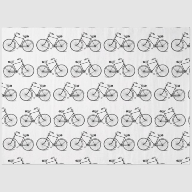 Vintage Bike Bicycle Black White  Tissue Paper (Front)