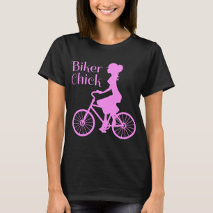 Vintage Bike Biker Chick On Bicycle Quote Pink Pri T-Shirt