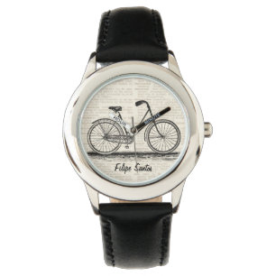 Vintage Bike Dictionary Page Art Personalised Name Watch