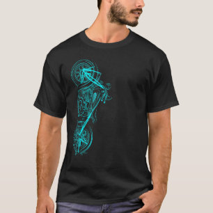 Vintage Bike Retro Chopper Aqua Motorcycle Biker L T-Shirt