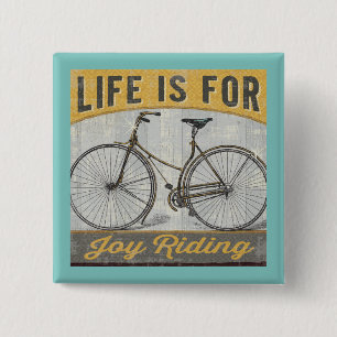 Vintage Bike With Quote 15 Cm Square Badge