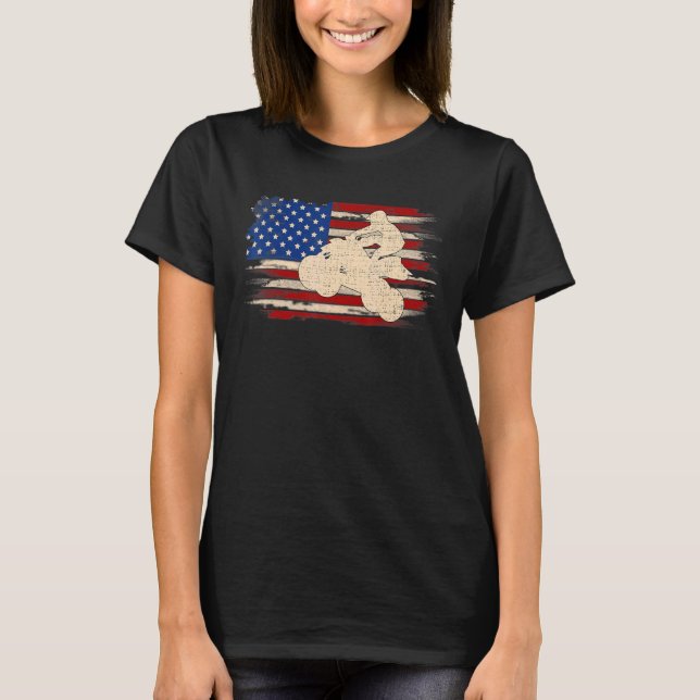 Vintage Biker American Flag Moto T-Shirt (Front)