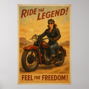 Vintage Biker Freedom Art - Retro Ride Lovers Poster