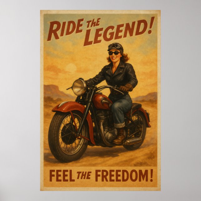 Vintage Biker Freedom Art - Retro Ride Lovers Poster (Front)