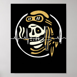 Vintage Biker Ghost Pilot Halloween Funny Gift Poster