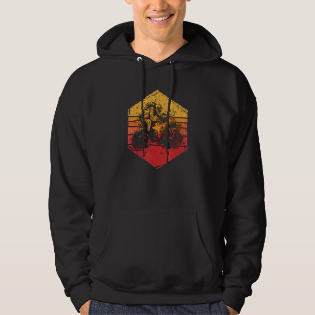 Vintage Biker Motorcycle Silhouette Retro Hoodie (Front)