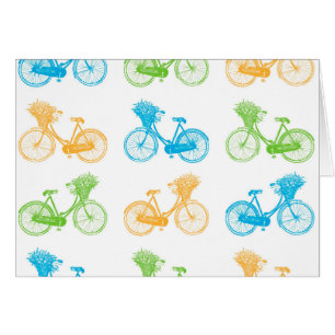Vintage bikes with basket of flowers colourful wal