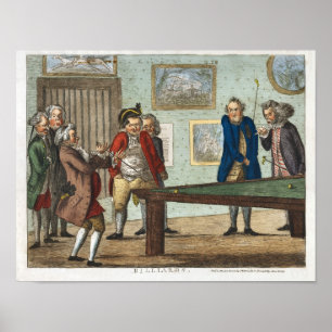 Vintage Billards Print Early Caricatures Poster