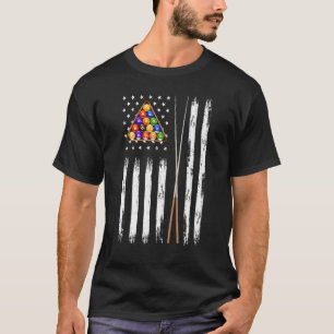 Vintage Billiard American Flag Men Pool Player USA T-Shirt