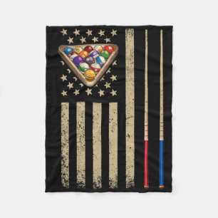 Vintage Billiard American Flag Pool Player Fleece Blanket